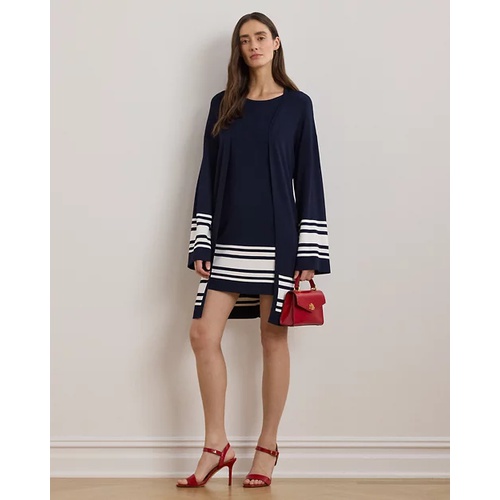 폴로 랄프로렌 Two-Tone Cap-Sleeve Shift Sweater Dress