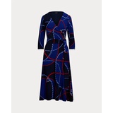 Rope-Print Surplice Stretch Jersey Dress