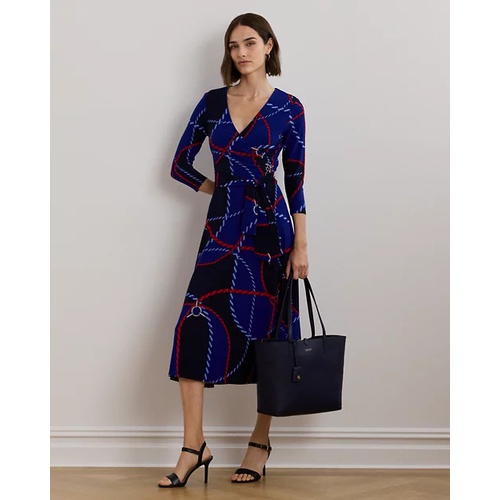 폴로 랄프로렌 Rope-Print Surplice Stretch Jersey Dress