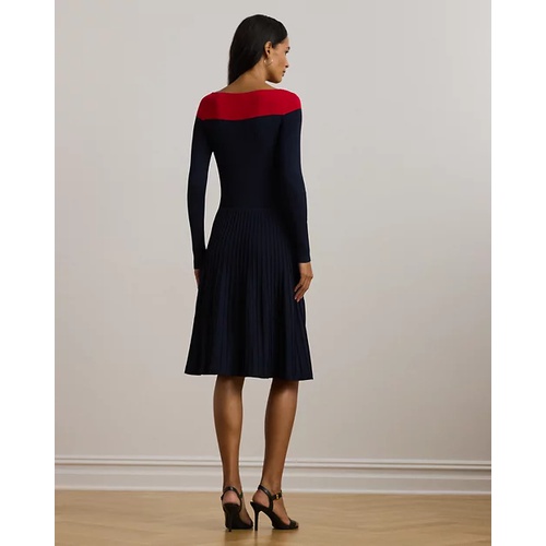 폴로 랄프로렌 Two-Tone Pointelle-Knit Dress