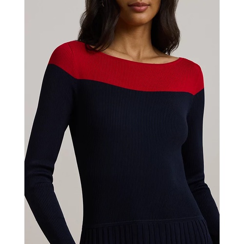 폴로 랄프로렌 Two-Tone Pointelle-Knit Dress