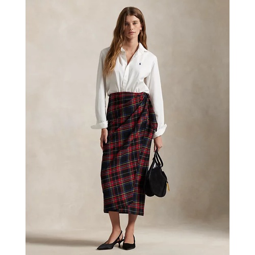 폴로 랄프로렌 Plaid Wool-Blend Wrap Skirt