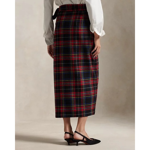 폴로 랄프로렌 Plaid Wool-Blend Wrap Skirt