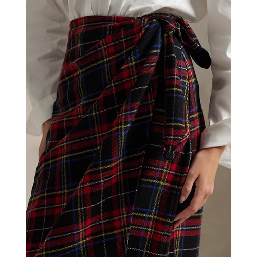 폴로 랄프로렌 Plaid Wool-Blend Wrap Skirt