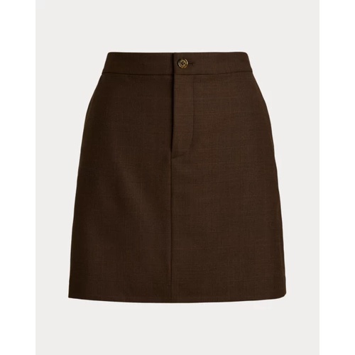 폴로 랄프로렌 Glen Plaid Wool-Blend Pencil Miniskirt