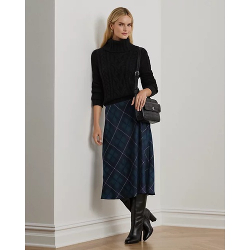 폴로 랄프로렌 Plaid Satin Charmeuse Midi Skirt