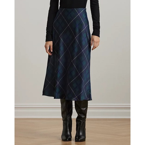 폴로 랄프로렌 Plaid Satin Charmeuse Midi Skirt