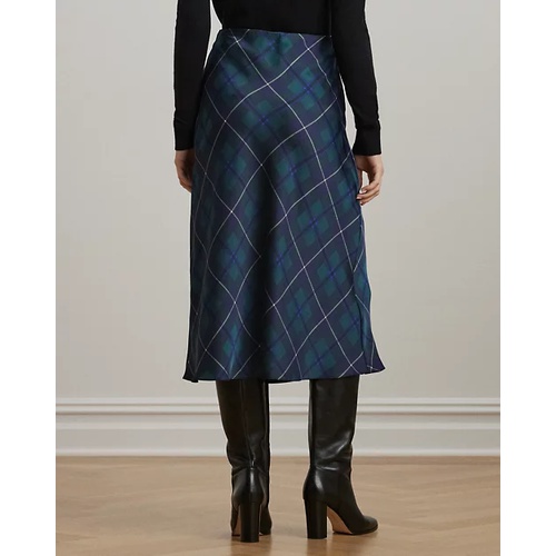 폴로 랄프로렌 Plaid Satin Charmeuse Midi Skirt