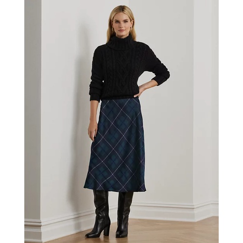 폴로 랄프로렌 Plaid Satin Charmeuse Midi Skirt