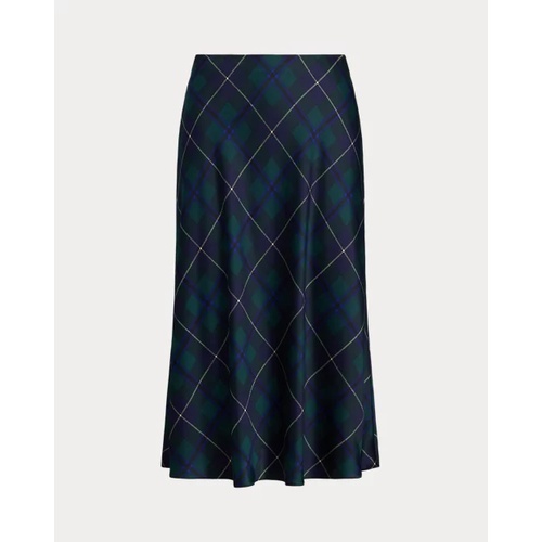 폴로 랄프로렌 Plaid Satin Charmeuse Midi Skirt