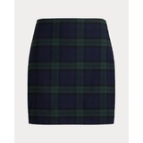 Plaid Wool-Blend Twill Pencil Miniskirt