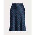 Plaid Satin Charmeuse Midi Skirt