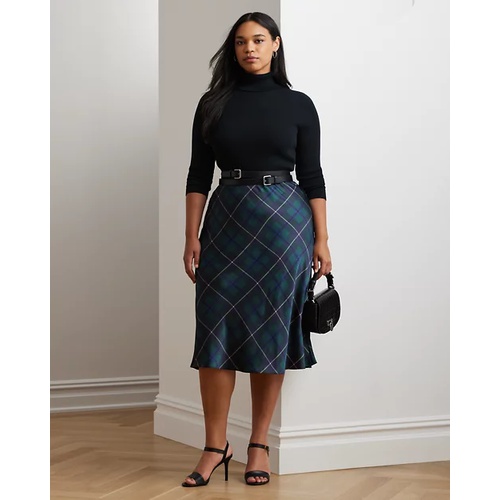 폴로 랄프로렌 Plaid Satin Charmeuse Midi Skirt