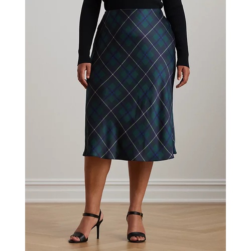 폴로 랄프로렌 Plaid Satin Charmeuse Midi Skirt