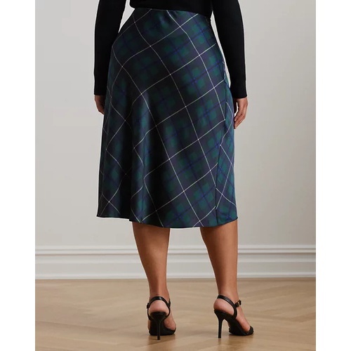 폴로 랄프로렌 Plaid Satin Charmeuse Midi Skirt