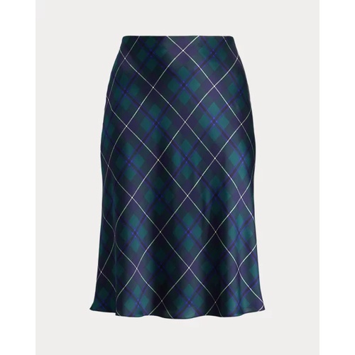 폴로 랄프로렌 Plaid Satin Charmeuse Midi Skirt