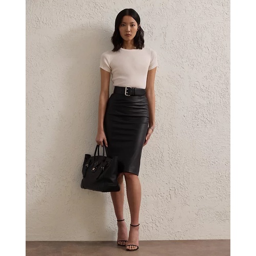 폴로 랄프로렌 Short Curran Nappa Leather Pencil Skirt