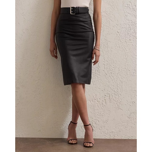 폴로 랄프로렌 Short Curran Nappa Leather Pencil Skirt