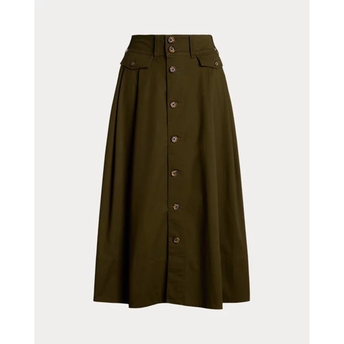 폴로 랄프로렌 Button-Front Micro-Sanded Twill Skirt