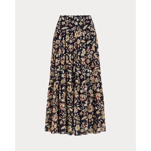 폴로 랄프로렌 Floral Crinkle Georgette Tiered Skirt