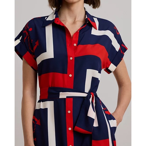 폴로 랄프로렌 Anchor-Print Belted Crepe Shirtdress