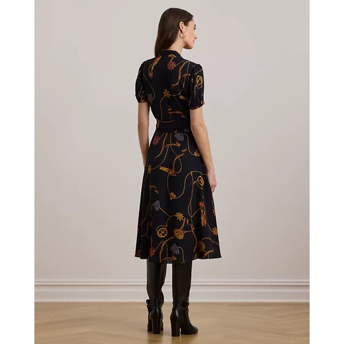 폴로 랄프로렌 Print Belted Georgette Puff-Sleeve Dress