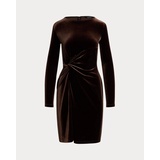 Twist-Front Velvet Long-Sleeve Dress