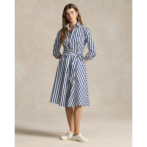 폴로 랄프로렌 Belted Wide-Stripe Cotton Shirtdress