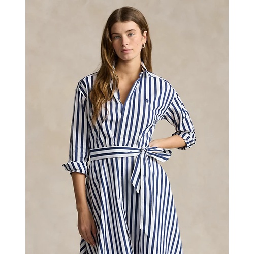 폴로 랄프로렌 Belted Wide-Stripe Cotton Shirtdress