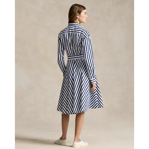 폴로 랄프로렌 Belted Wide-Stripe Cotton Shirtdress