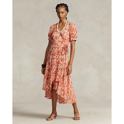 폴로 랄프로렌 Print Crinkled Georgette Wrap Dress