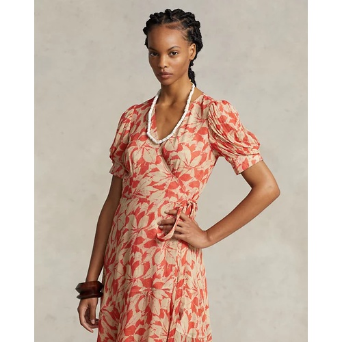 폴로 랄프로렌 Print Crinkled Georgette Wrap Dress