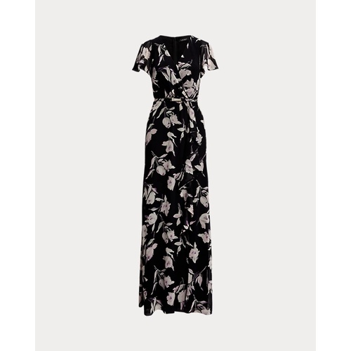 폴로 랄프로렌 Floral Belted Flutter-Sleeve Gown