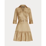 Belted Satin Shantung Shirtdress