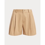 Pleated Cotton Twill Short