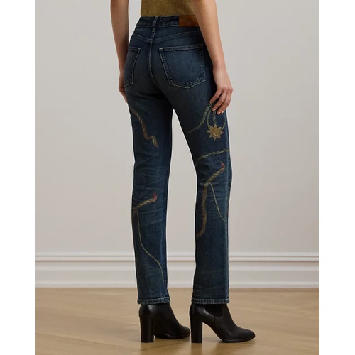 폴로 랄프로렌 Print High-Rise Straight Ankle Jean