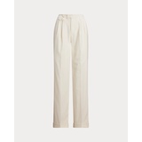 Pleated Wool Twill Straight Pant