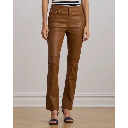 폴로 랄프로렌 High-Rise Lambskin Straight Ankle Pant