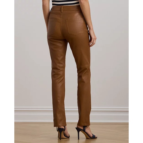 폴로 랄프로렌 High-Rise Lambskin Straight Ankle Pant