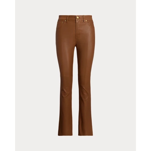 폴로 랄프로렌 High-Rise Lambskin Straight Ankle Pant