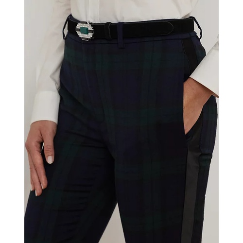 폴로 랄프로렌 Plaid Satin-Stripe Twill Cropped Pant