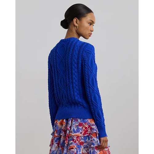 폴로 랄프로렌 Aran-Knit Cotton-Blend Crewneck Sweater