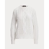 Aran-Knit Cotton-Blend Crewneck Sweater