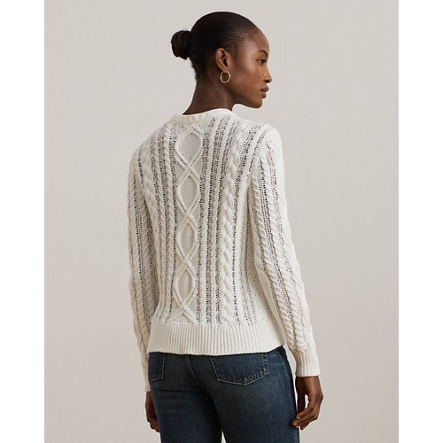 폴로 랄프로렌 Aran-Knit Cotton-Blend Crewneck Sweater