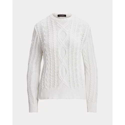 폴로 랄프로렌 Aran-Knit Cotton-Blend Crewneck Sweater