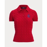 Anchor-Logo Cable-Knit Polo Sweater