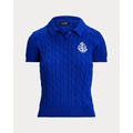 Anchor-Logo Cable-Knit Polo Sweater