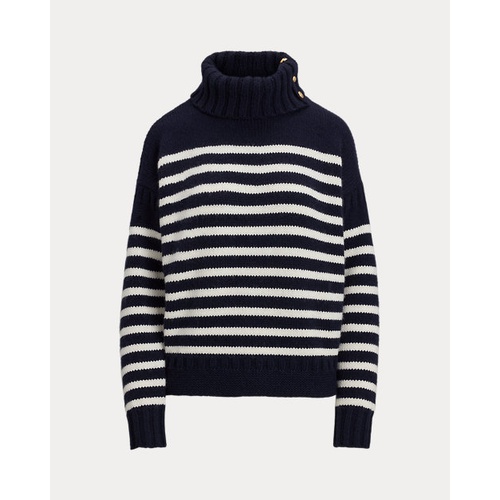 폴로 랄프로렌 Striped Wool-Blend Turtleneck Sweater