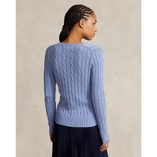 폴로 랄프로렌 Cable-Knit Cotton V-Neck Sweater