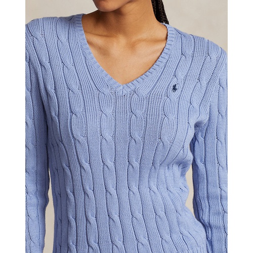 폴로 랄프로렌 Cable-Knit Cotton V-Neck Sweater